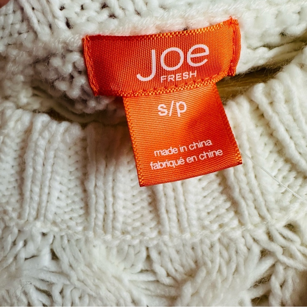 Joe Fresh Women's Pullover Sweater Size Small Ivory 100% Acrylic Cable Knit - Picture 8 of 11